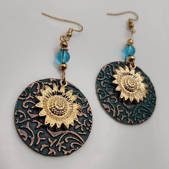 Boho Brocade Sun Earrings - Picture 1 of 4